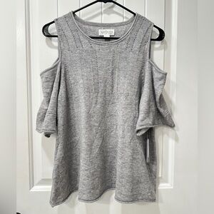 NWT Velvet by Graham & Spencer Gray Cold Shoulder Knit Top